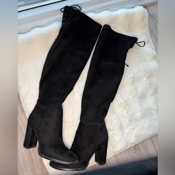 VINCE CAMUTO Thigh High Suede Block Hill Boots - Picture 3 of 8